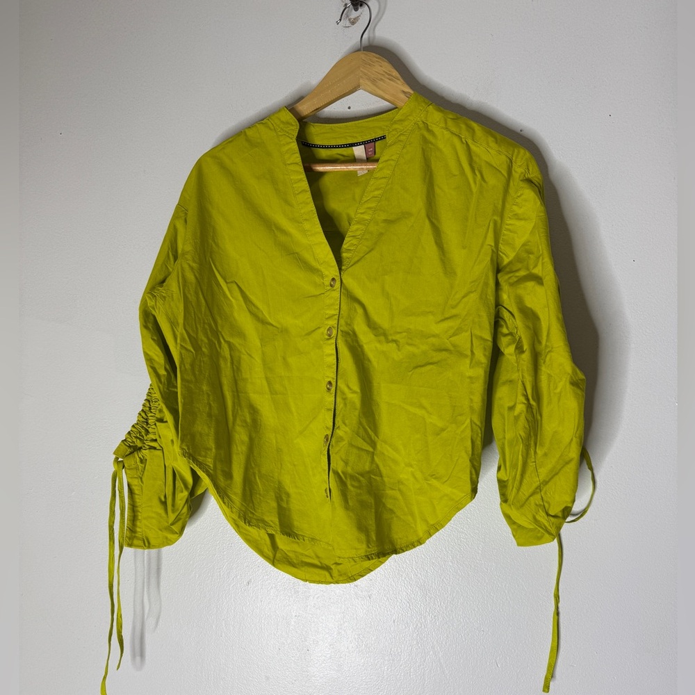 Pilcro Blouse Size XXS Lime Green Balloon Sleeves Anthropologie Button Up
